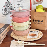 Set Nồi Sứ Màu Pastel Siêu Xinh Tặng Kèm Đũa Và Thìa