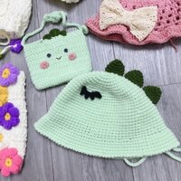 Set nón+túi tỏi móc len cho bé