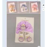 Set Nón turban kèm tất 3D Chicbaby cho bé gái-mẫu thú