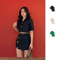 Set Nữ Chân Váy Linen Office , Chất Linen Thoải Mái, WSB030, SOMEHOW