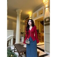 Set nữ mùa hè đi du lịch, set đồ nữ đi tiệc, đi chơi áo xốp váy jeans D117