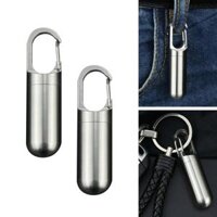 Set of 2 73x20mm Portable Stainless Steel Sealed Pill Case Holder Emergency