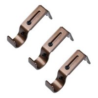 Set of 3 Adjustable Curtain Rod Bracket for 25mm Rod Sturdy Steel - Brown