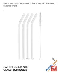 SET ỐNG HÚT THUỶ TINH MÀU TRẮNG 4 CÁI KÈM CHỔI ZWILLING DÁNG CONG