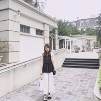 SET PEPLUM ĐEN + QUẦN SUÔNG TRẮNG