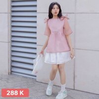 Set peplum oganza + chân váy