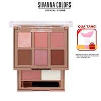 Set phấn mắt kèm má hồng , tạo khối SIVANNA COLORS Beige Presso 6/2 Color Double Eye Palette : HF617