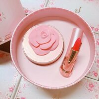 Set Phấn ướt trang điểm + Son mini Ohui Ultimate Cover Cushion Moisture phiên bản hoa hồng 2018