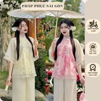 Set Pháp Phục Cách Tân thêu hoạ tiết lá Phượng chi tiết xinh xắn, mẫu Tết hot cho chị em - Pháp Phục Sài Gòn