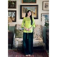 Set Pháp Phục Đi Chùa Cách Tân Phượng Hoàng Trơn Quần Nhung, Đồ Lam Đi Chùa Cách Tân PT065