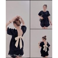 set phi bóng cột nơ to sau kiểu baby doll cực xinh ( giống mẫu 100%)