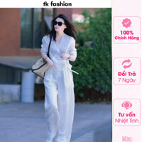 Sét Phối Thời Trang Mùa Hè, Vải Đũi Buộc Dây, Quần Ống Dạng Rộng.Thiết Kế 2024