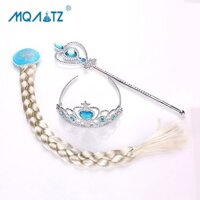 Set phụ kiện công chúa MQATZ gồm vương miện + đũa thần + tóc giả thắt bím cosplay hoạt hình
