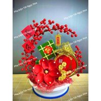 Set phụ kiện tháp bánh nước đào đông tài lộc, set phụ kiện tháp tết