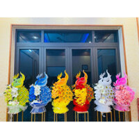 Sét phụ kiện trang trí công tháp oản bánh nước, tráp Tết (tặng kèm đèn nháy và keo nến) kích thước công 80cm