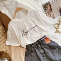 Set Pull trắng + chân váy jean xẻ tà