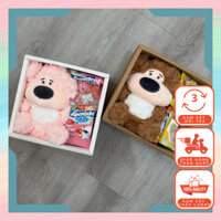 Set Quà Gấu Bông Bánh Kẹo Tặng Kèm Đèn Led Quà Tặng Cho Dịp Sinh Nhật, Lễ