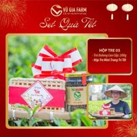 SET QUÀ HỘP TRE 05 Gồm Trà Oolong Kim Tuyên Cao Cấp Nguyên Chất Bảo Lộc Vũ Gia (200g/ hũ) + Hộp Tre Mini Trang Trí