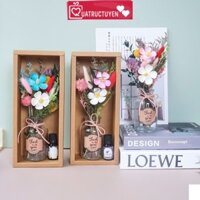 Set quà lọ hoa khô thủy tinh kèm tinh dầu thơm Florist Box, hộp quà vintage tặng sinh nhật, 20/11