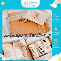 Set quà sơ sinh, đầy tháng mix sẵn cao cấp cho bé trai, bé gái, tặng mẹ bầu, thăm sinh, kèm nơ và thiệp | JEM BABY