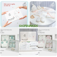 Set quà sơ sinh Lapomme Quà tặng cho bé hãng La Pomme 1 bộ quần áo 1 body 1 yếm 1 mũ 1 đôi bao tay 1 đôi bao chân