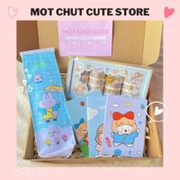 Set quà tặng bạn gái màu xanh, 20 cuộn washi,túi bút, 3 sổ a7 dịp sinh nhật, 14/2 ,20/10, noel _ Một chút cute Store