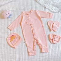 Set quà tặng Bộ Body, Bao Tay, Bao Chân, Nón chất vải cao cấp kèm hộp cho bé Bebi123