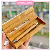 Set quà tặng cao cấp khắc tên bút vỏ tre kèm hộp đựng sang trọng