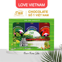 Set quà tặng Chocolate Hoàn Kiếm Hà Nội 3 Milk Chocolate 50g mix vị FIGO hộp màu nâu  - Chocolate gift From Viet Nam