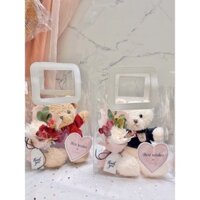 Set quà tặng gấu bông kèm túi thiệp và hoa sáp thơm