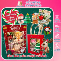 Set quà tặng Giáng Sinh cho bạn trai bạn gái Gấu bông Noel loại đẹp (28 mẫu) kèm hoa, Quà Noel tặng người yêu dễ thương