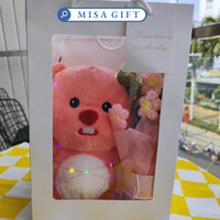 Set Quà Tặng Hoa và Gấu Bông Sinh Nhật Kèm Đèn led tặng quà sinh nhật, quà 20/10, Quà Valentine, Quà 8/3