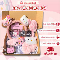 Set quà tặng Mèo Hello Kitty dễ thương gồm kẹp tóc cột tóc, hộp phụ kiện tóc cho bạn nữ - Mẫu mới