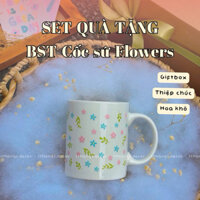 Set Quà Tặng Sinh Nhật Cốc Sứ Họa Tiết Hoa Pastel decor xinh, Quà tặng bạn gái, tốt nghiệp, 20/11