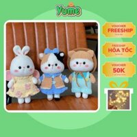 [Set Quà Tặng YUME] Set 3 Em Gấu Len Mini Đáng Yêu Siêu Cute, Quà Tặng Người Yêu, Quà Sinh Nhật