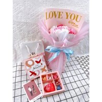 SET QUÀ VALENTINE - Hoa sáp - Hoa lụa - Socola