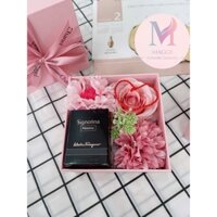 (SET quà Valentine) Nước hoa SIGNORINA mini 5ml đen + vòng đỏ charm bạc + hộp hoa