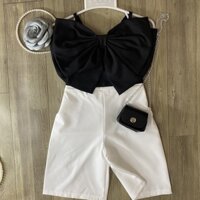 Set quần áo bé gái 2 nơ đen quần ống suông 8-23kg Angel Baby Thời Trang Thiết Kế