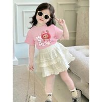 Sét quần áo cho bé gái áo cotton chân váy xòe trắng xinh xắn size từ 8-20kg_ORASTORE