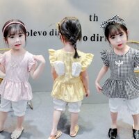 Set Quần Áo Đồ Bộ Bé Gái 1-4 Tuổi Zata Kids Bộ Đồ Bé Gái Mùa Hè Hàn Quốc Quần Short Kẻ Sọc Tay Áo Khoác Hàn Quốc