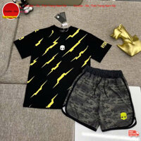 Set Quần Áo Hydrogen Tia Sét Vàng Double.Six Bộ Áo Quần Thể Thao Dày Dặn Dáng Rộng Nam Nữ