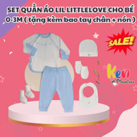 SET QUẦN ÁO LIL LITTLELOVE CHO BÉ 0-3M ( tặng kèm bao tay chân + nón )