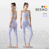 Set quần áo thể thao nữ Lycra cao cấp, áo bra 2 dây sẵn đệm ngực rời phối quần legging cạp cao 2 lớp ôm bụng