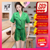 Set quần áo thiết kế HVT áo cổ Vest + quần short chất liệu cotton Thái SAQ056