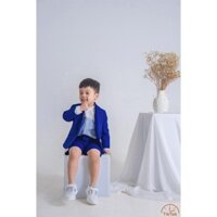 SET QUẦN ÁO VEST BÉ TRAI MÀU XANH COBAN (QUẦN ĐÙI)