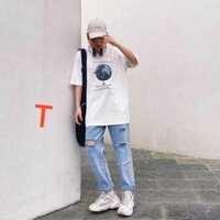 Set quần bò rách+áo trái đất Sẵn 3 sz S M L Sỉ 100k siêu đẹp