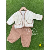 Set quần boom kèm áo khoác chấm bi cho bé gái / bé trai Nấm BeBé