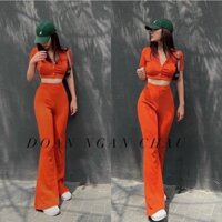set quần dài áo croptop