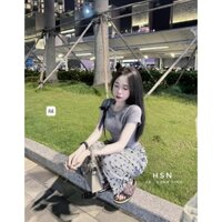 set quần dài chấm bi + áo thun cộc tay cho chị em