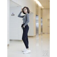 Set quần jogger, áo croptop tay dài thun gân